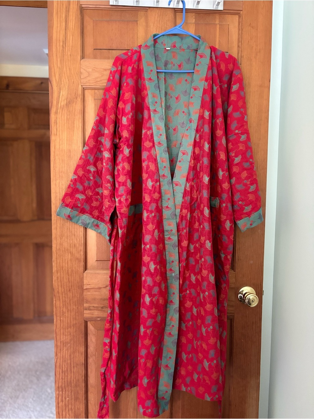 Ownkoti Two-Tone Ginkgo Cotton Gauze Kimono Robe